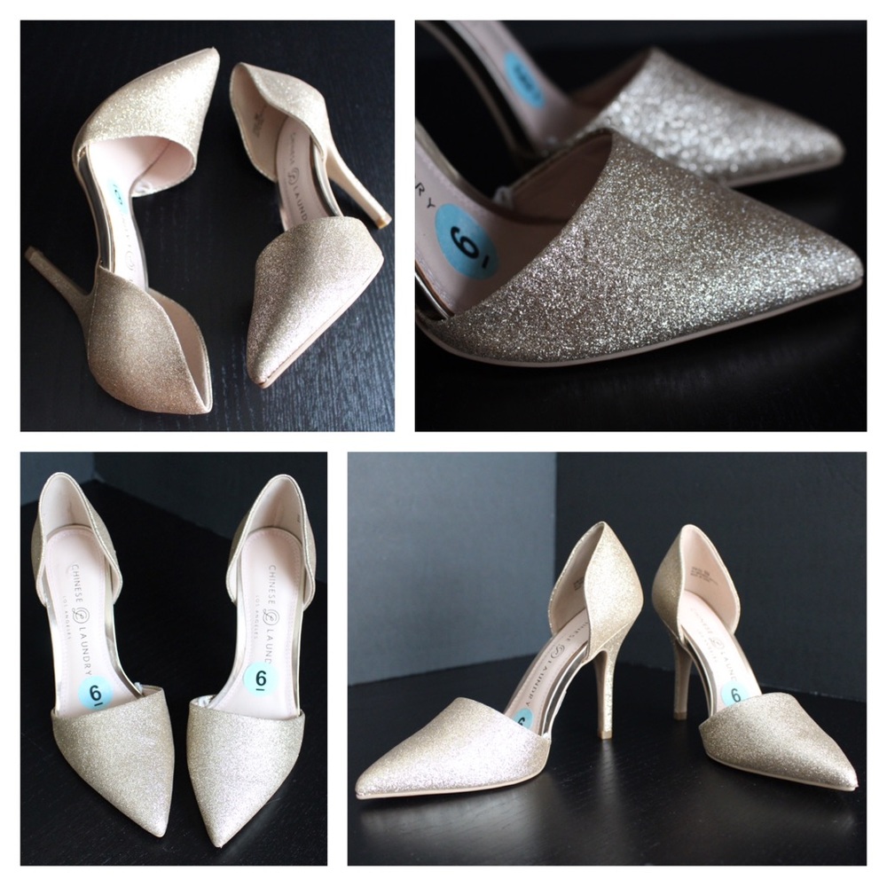 Chinese Laundry Golden Glittery Heels